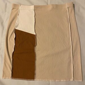 SHEIN Beige, Cream & Brown Ribbed Colorblock Pencil Skirt